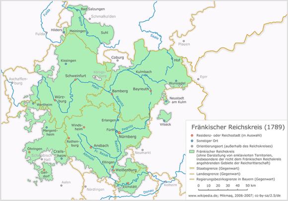 Fränkischer Reichskreis 1789. Karte von Klaus M. (Mikmaq) bei Wikimedia Commons 