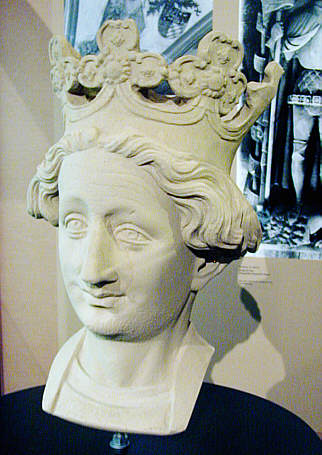 Kopf König Ruprechts von der Grabplatte in der Heidelberger Heiliggeistkirche. Reproduktion