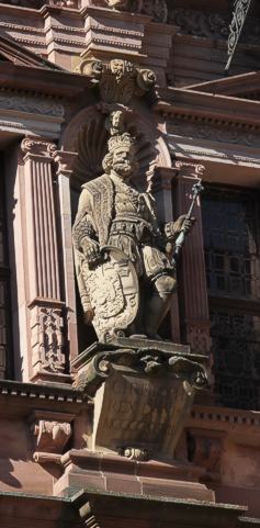 K&ouml;nig Christoph von D&auml;nemark am Friedrichsbau des Heidelberger Schlosses