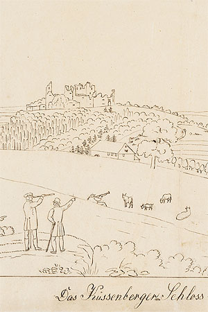 Johann Martin Morat, Das Küssenberger Schloss von der Morgenseite (Ausschnitt). © AMF, Foto: Axel Killian