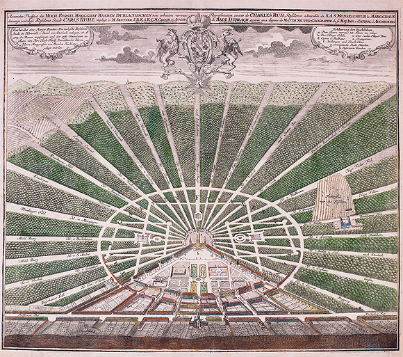 Georg Matth&auml;us Seutter, Kupferstich, Prospekt der Stadt Karlsruhe, 1737 &copy; Badisches Landesmuseum Karlsruhe