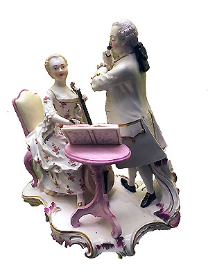 Die 5 Sinne - Das Gehör. Paar beim Musizeren. Frankenthal, um 1760