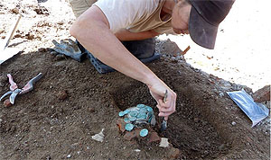 Münzdepot von Ensisheim bei der Ausgrabung