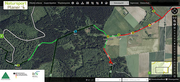 Screenshot des Online-Wegemanagement-Systems NatursportPlaner