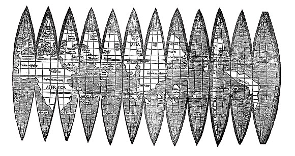 Waldseemüller-Karte 1507 mit der ersten Erwähnung des amerikanischen Kontinents. Foto: Museum Ritterhaus, Offenburg