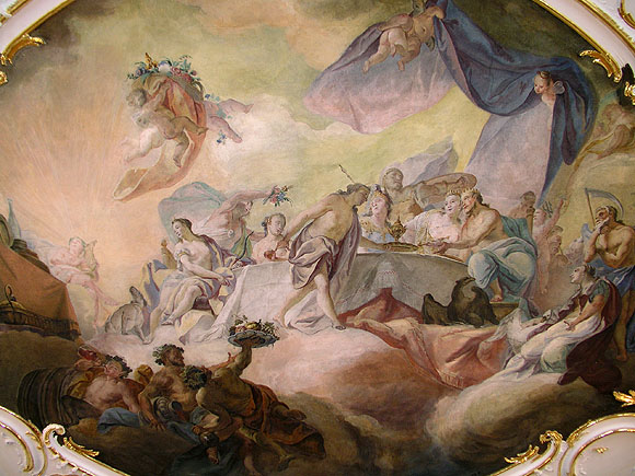 Festmahl der Götter: Deckenfresko im Neuen Schloss Tettnang