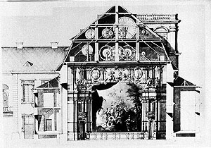 Schloss Mannheim, Querschnitt des Hofopernflügels. Wikimedia Commons/PD