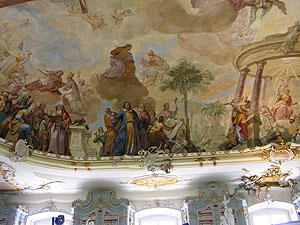 Deckenfresko im Bibliothekssaal des Klosters Bad Schussenried